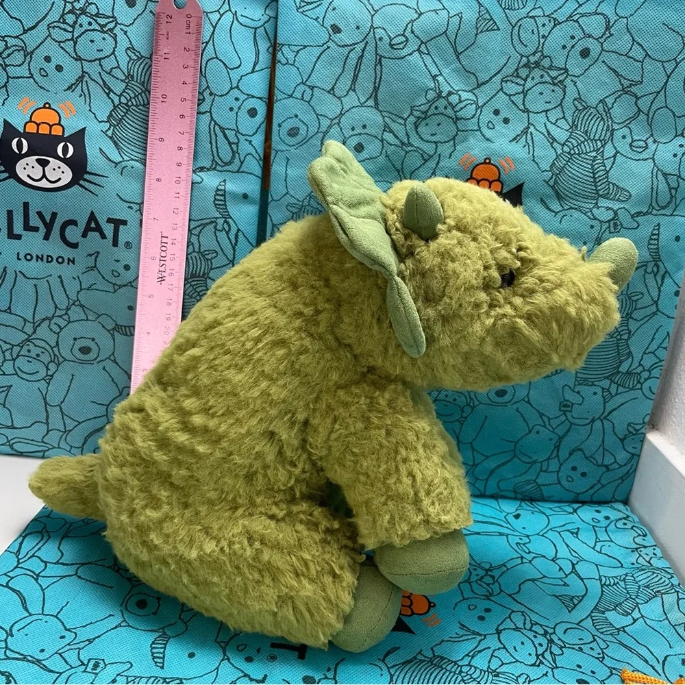Sold ✅Retired Jellycat Curvie Dino Fluffy Plush Beanie Soft Sitting 10” Dinosaur
